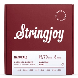 Stringjoy Naturals Baritone 8 String Light Gauge 15-70 Phosphor Bronze Acoustic Guitar