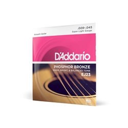 D’Addario 9-45 Super Light, Phosphor Bronze Acoustic Guitar Strings