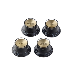 Gibson Top Hat Knobs, Black with Gold Inserts, 4 pack