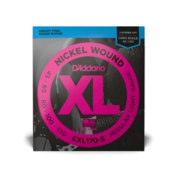 D'Addario EXL170-5 5-String Nickel Wound Bass Guitar Strings Light 45-130