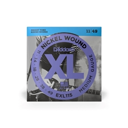 D'Addario EXL115 Nickel Wound Electric Guitar Strings Medium 11-49