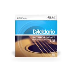 D'Addario EJ38 Light 12-String Acoustic Guitar Strings .010-.047