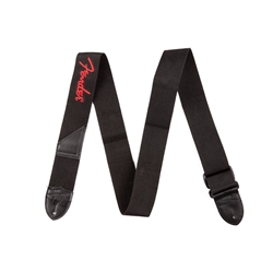Fender 2" Black Poly Strap w/ Red Fender Logo